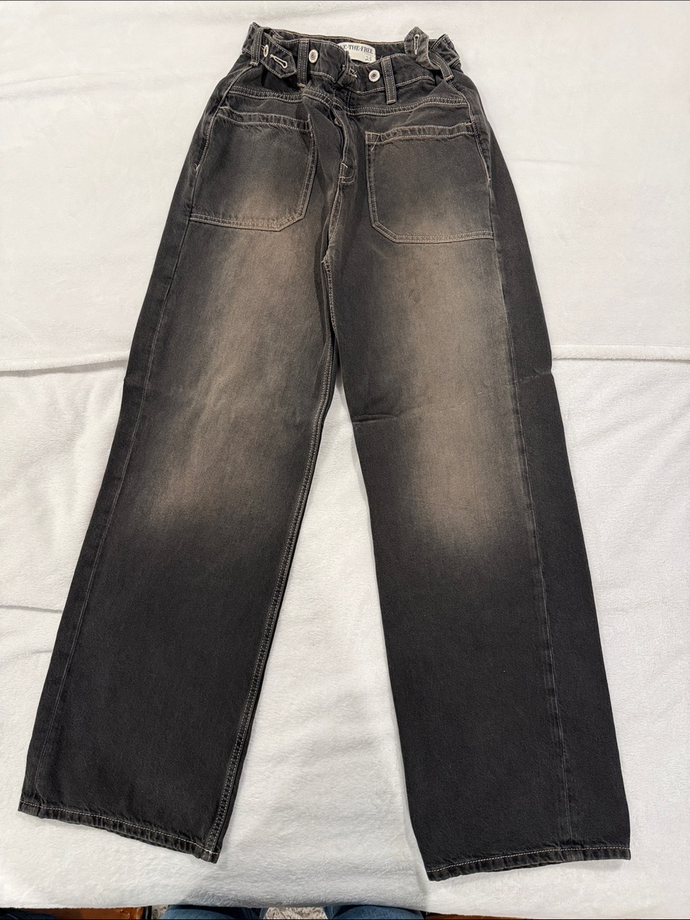 Free People Washed Black Wide-Leg Jeans